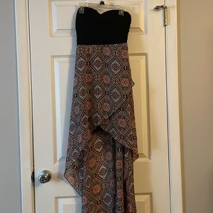 High-Low Aztec Strapless Dress
